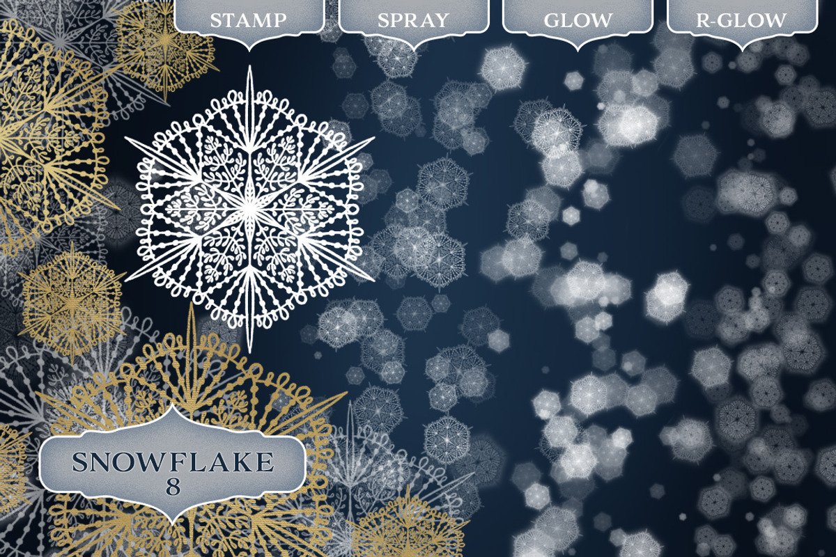 Snowflake Photoshop Brush set, a Brush Add-On by Wonderbox Creative (Photo 9 of 13)