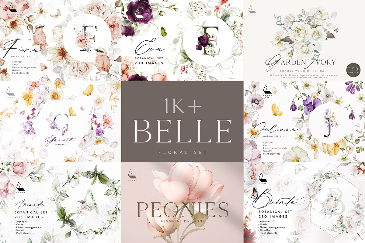 1K+ Belle Watercolor Floral Bundle, an Illustration by Karma (Photo 1 of 54)