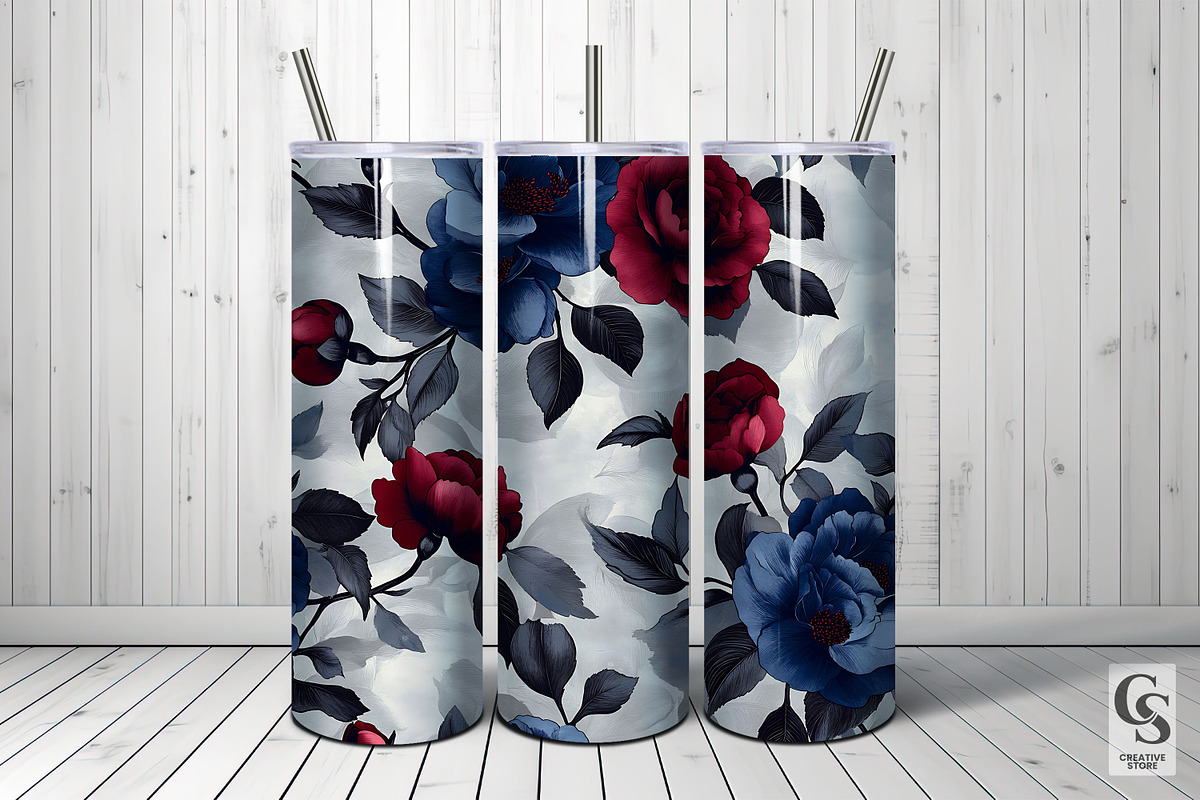 Red and Blue American Roses Pattern, a Pattern Graphic by Creative Store (Photo 5 of 5)