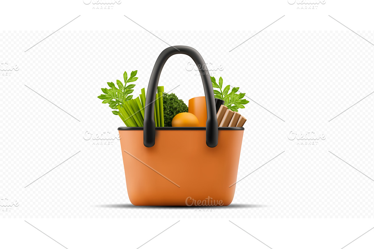 Fresh vegetables and fruits in a, an Object Illustration by ZinetroN