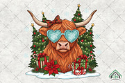 Cute Christmas Light Highland Cow, an Illustration by Craft Nest (Thumbnail 1 of 6)