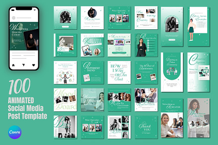 100 Animated Canva Instagram Post, a Social Media Template by TheBrightGrap