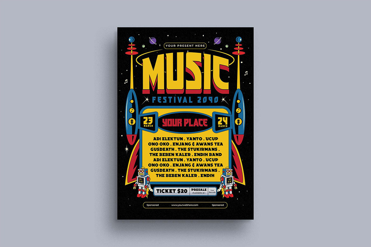 Music Festival Flyer template, a Flyer Template by megarez (Photo 2 of 3)