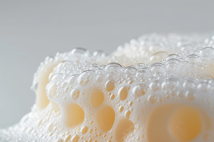 Soap with foam on white background, a Beauty & Fashion Photo by AlyaAnd