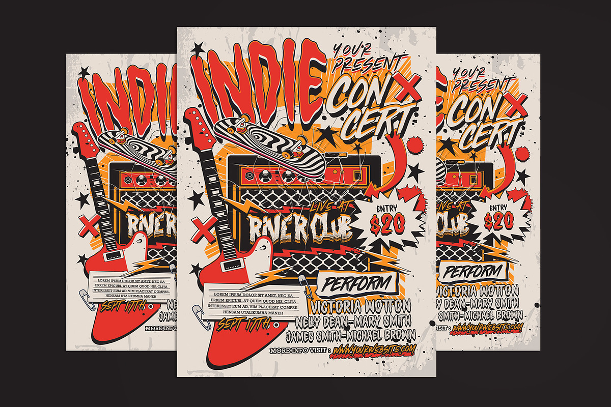 Indie Music Concert Flyer, a Flyer Template by Muhamad Iqbal hidayat (Photo 1 of 4)