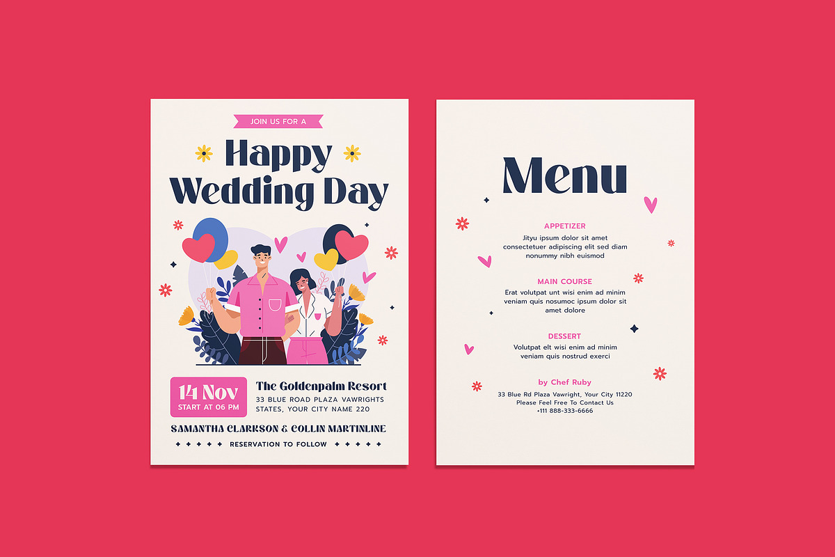 Malibu Wedding Invitation Template, an Invitation Template by iDoodle Studio (Photo 1 of 4)