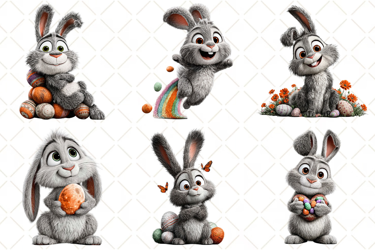 Whimsical Easter Bunny Rabbit Clipar, an Illustration by Black Bird Studio (Photo 5 of 6)