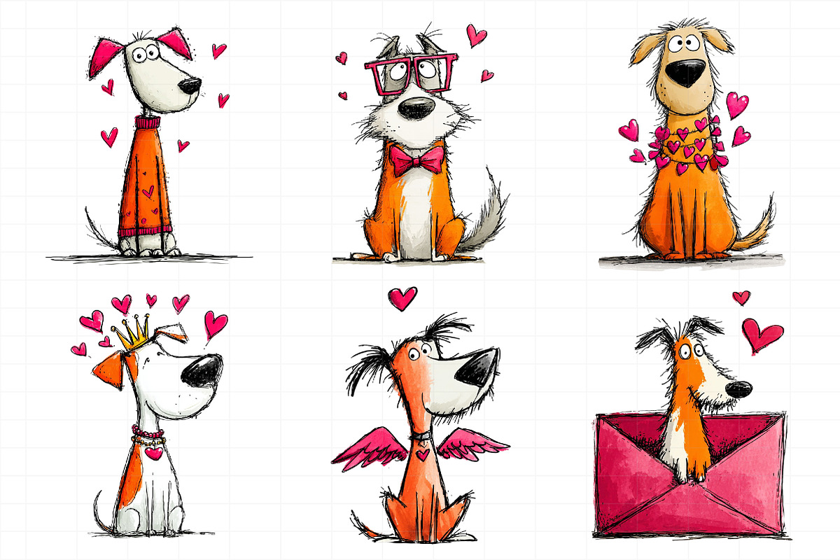 Quirky Valentine Dogs Clipart, an Illustration by Daily.Designs (Photo 3 of 5)
