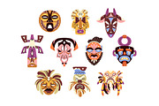 African tribal masks set, background, an Object Illustration by PaperTrident (Thumbnail 2 of 6)