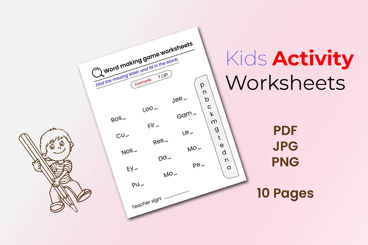 Word making game worksheets, a Graphic by Hitubrand