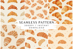 Croissant Seamless Pattern Set