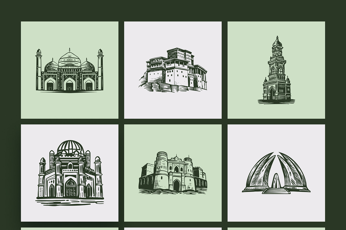 Pakistan Landmark Illustration Art, a Decorative Illustration by Prosymbols (Photo 8 of 10)
