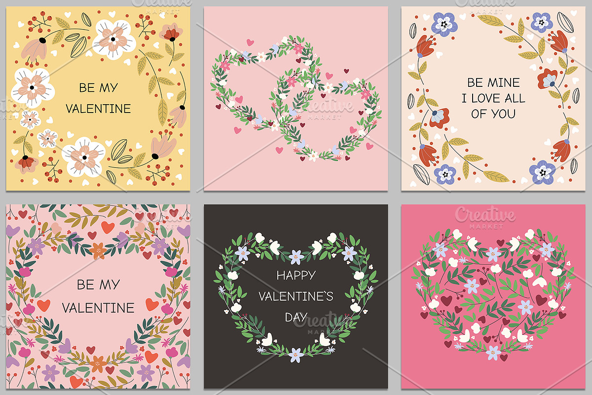 Happy Valentine's Day greeting cards, a Decorative Illustration by KartInnka (Photo 1 of 3)