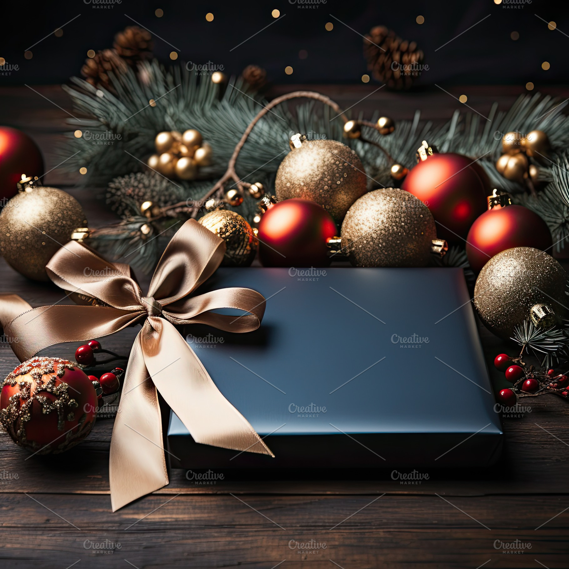 Christmas blank greeting card mockup, a Photo by SaroStock