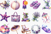 Watercolor Purple Summer Clipart, an Illustration by Designking (Thumbnail 3 of 4)