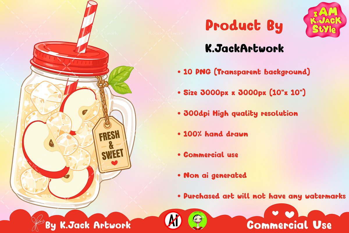 Cute Apple Soda Drink Clipart PNG, a Food Illustration by K.JackArtwork (Photo 4 of 4)
