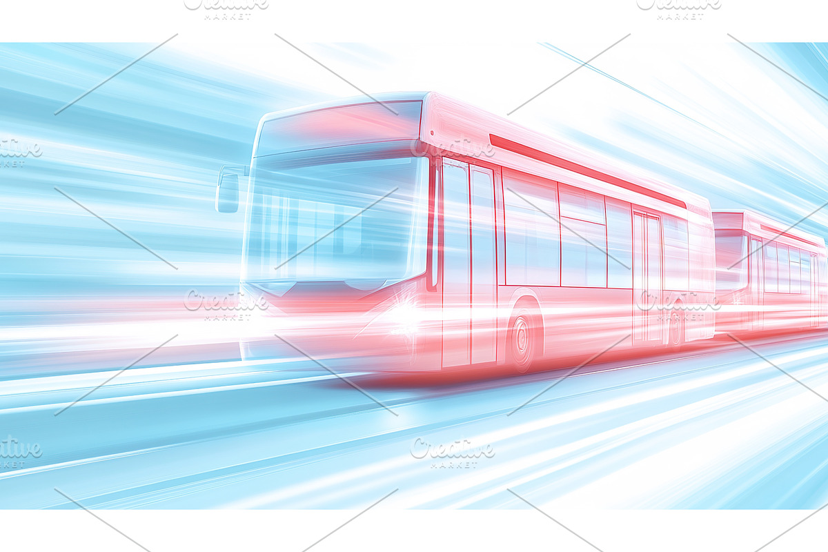 Modern bus streaks by with motion, a Transportation Illustration by Lermont51