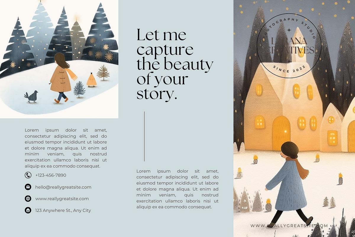 8 Christmas cute girl grey trees, a Seasonal Illustration by ARTOZEN DIGITAL (Photo 12 of 15)