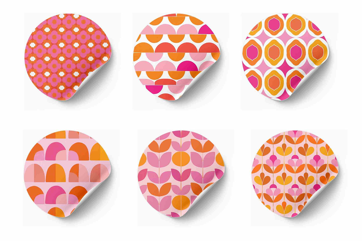 Pink & Orange Retro Scandi Geometric, a Pattern Graphic by Pattern Whimsy (Photo 3 of 8)