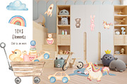 Watercolor Kids Toys & Clothes, an Object Illustration by MayaNavits (Thumbnail 3 of 17)