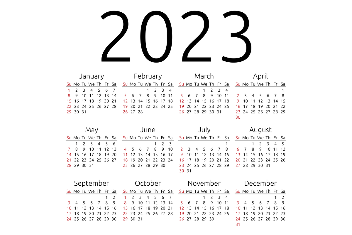 Vector calendar 2023, Sunday, a Graphic by inimalGraphic