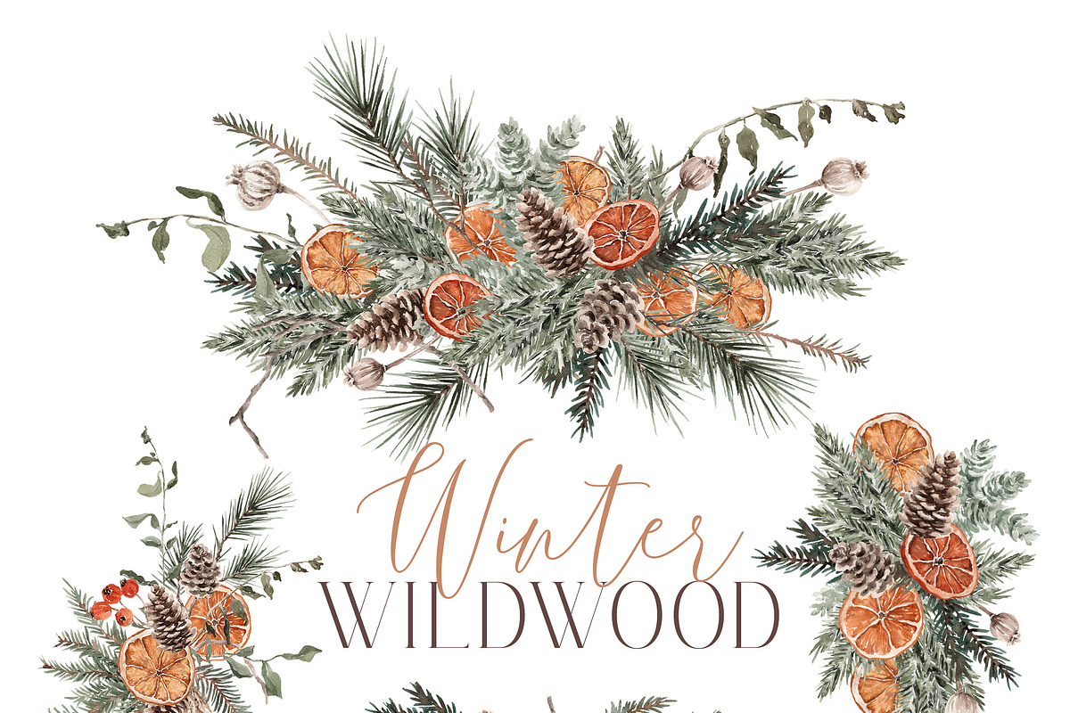 Watercolor Clipart - Winter Wildwood, a Decorative Illustration by Beigetime (Photo 5 of 16)