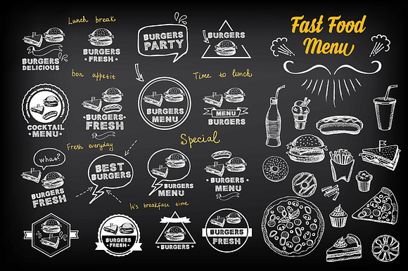 Fast Food Menu Doodles