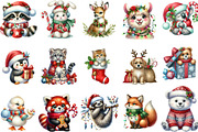 Cute Christmas Animal Clipart, an Illustration by Designking (Thumbnail 3 of 5)