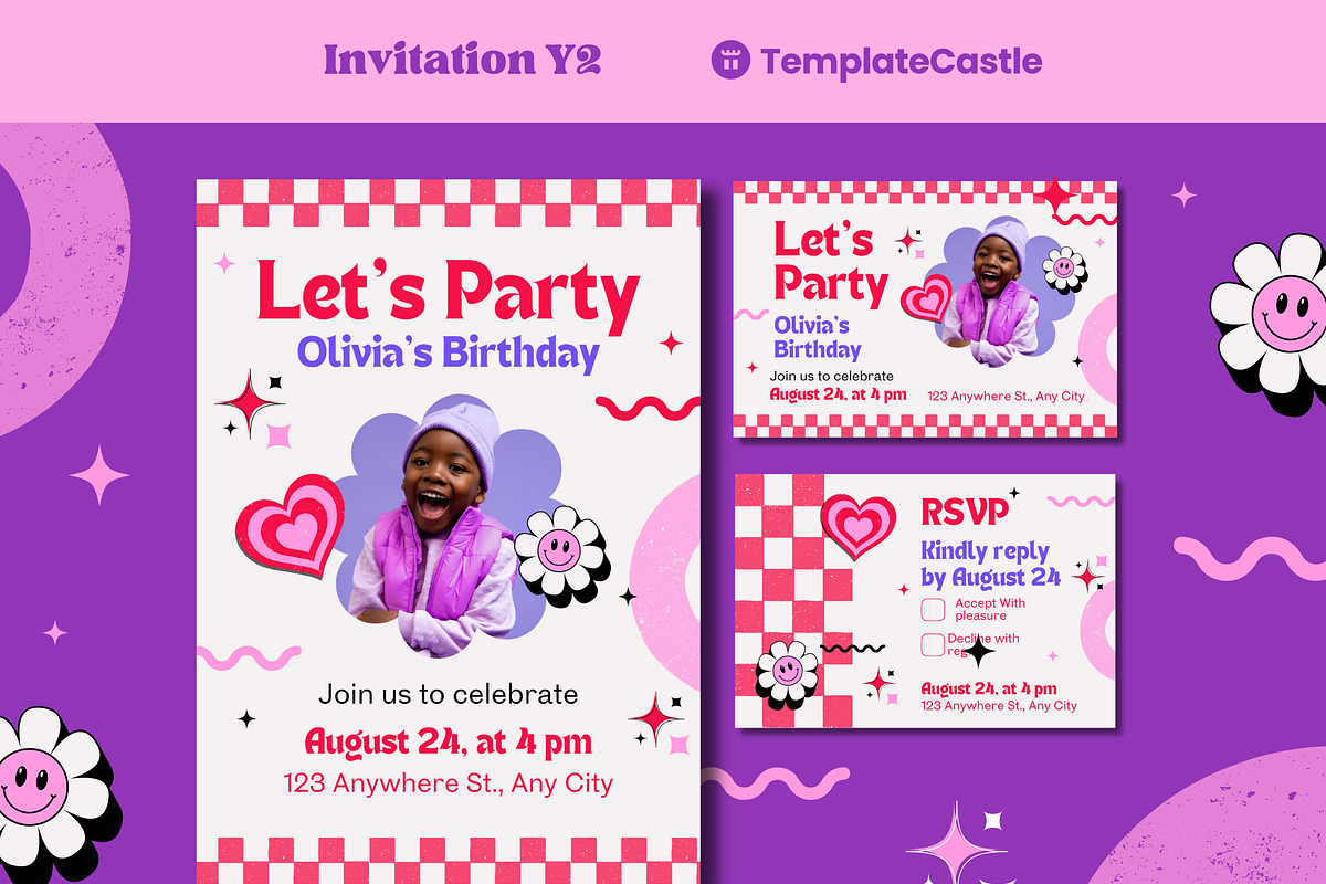 Hearts Birthday Party Invitation, a Social Media Template by TemplateCastleStore (Photo 1 of 4)