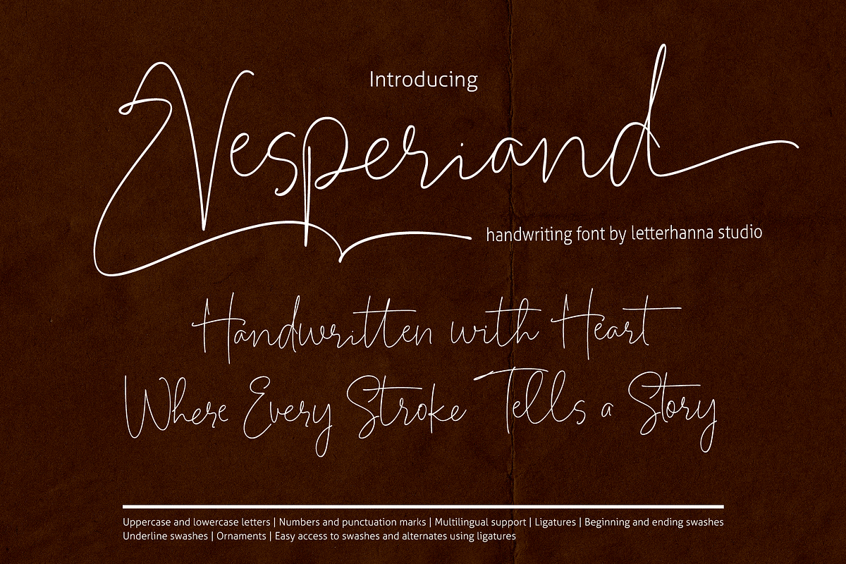 Vesperiand Handwriting Font, a Handwritten Font by Letterhanna Studio (Photo 1 of 13)