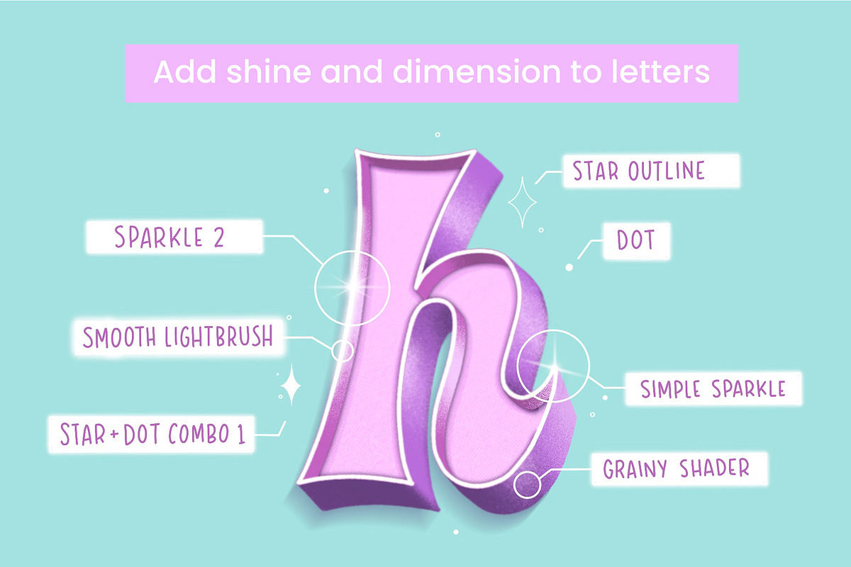 Sparkle & Shine Procreate Brushset, a Brush Add-On by Unfettered Letters (Photo 4 of 7)