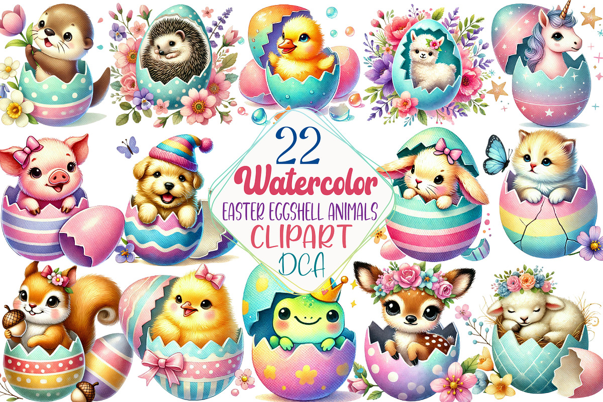 Easter Eggshell Animals Sublimation, an Illustration by DreamCafeArt (Photo 1 of 5)