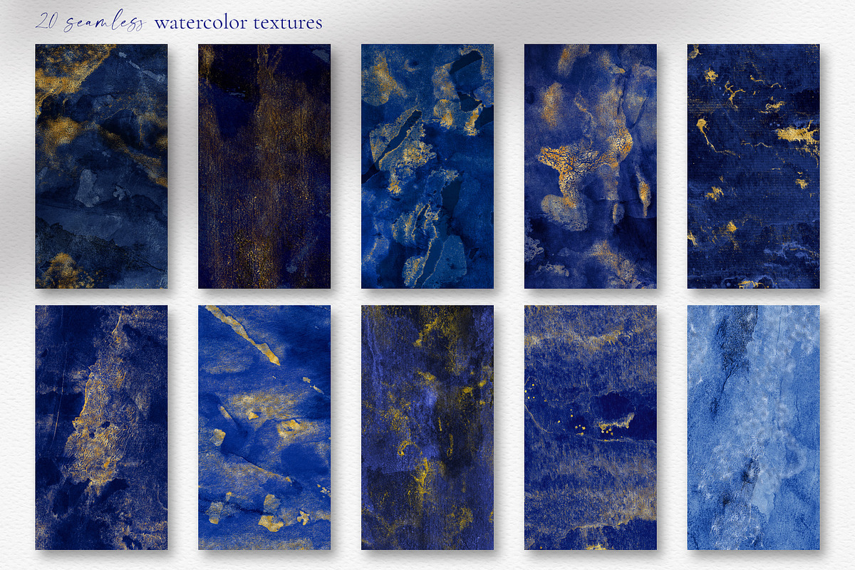 Blue Seamless Watercolor Textures, a Texture Graphic by CatJello Graphics (Photo 6 of 24)