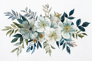 Blue Watercolor Floral Set, an Illustration by Designer_Momina (Thumbnail 6 of 16)