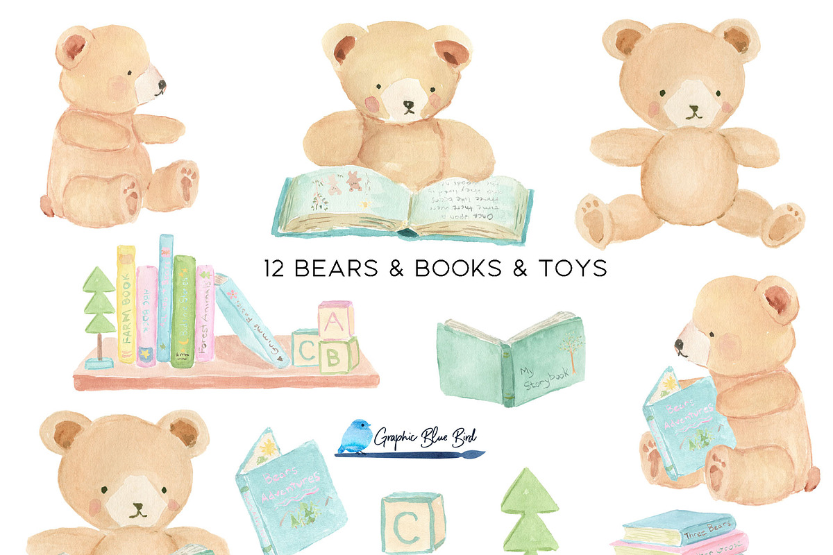 Bears and Books: Nursery Baby Shower, a Decorative Illustration by Graphic Blue Bird (Photo 2 of 5)