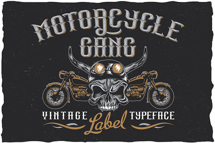 Motorcycle Gang label font, a Symbol Font by Anton Antipov