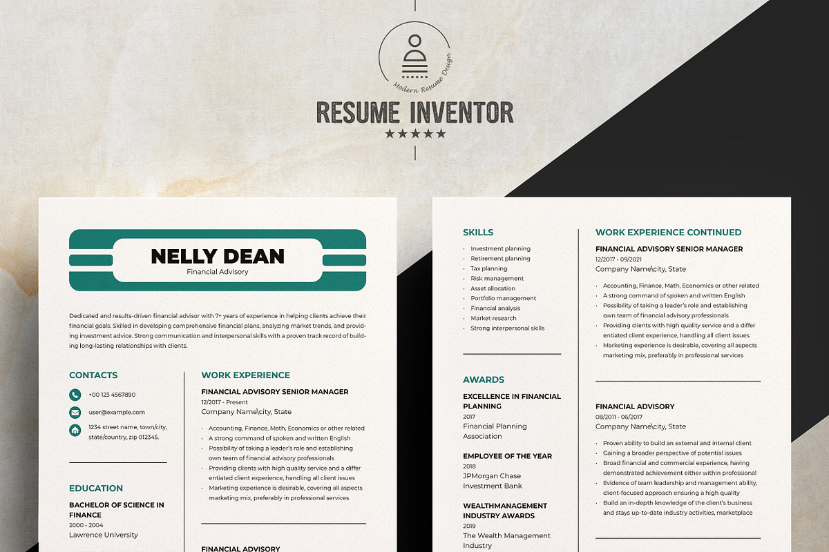 Marketing Specialist CV Design, a Resume Template by ResumeInventor (Photo 2 of 7)