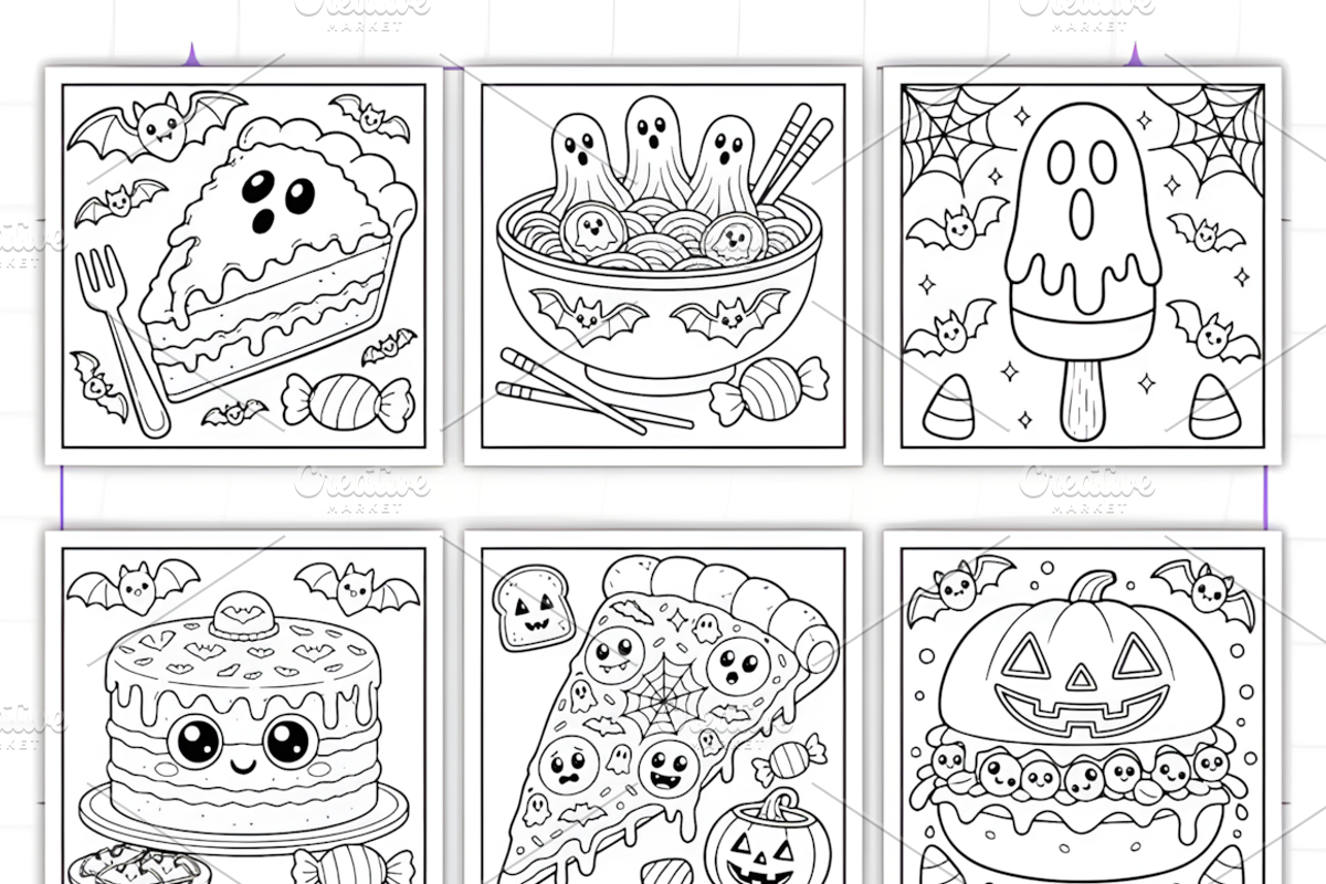 Spooky Food & Drinks Coloring Pages, a Food Illustration by Design Station (Photo 3 of 3)