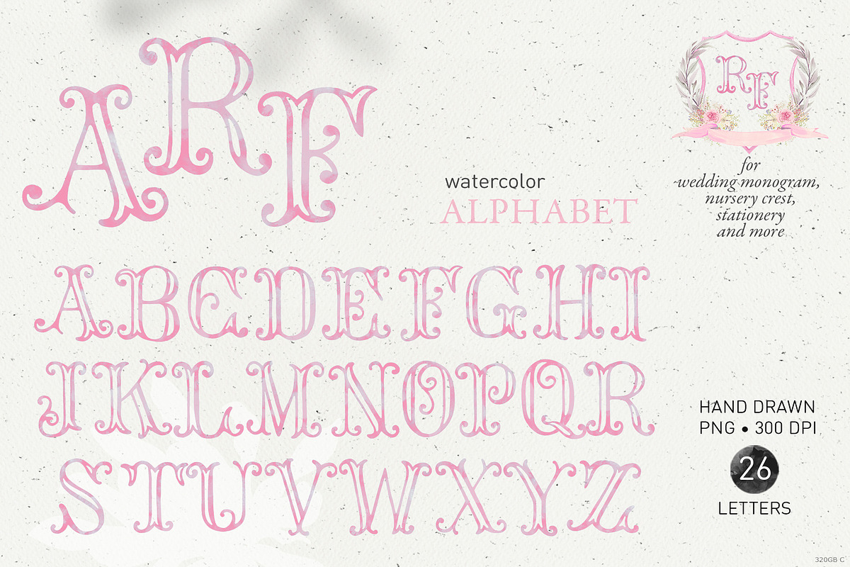 Monogram pink crest typeface, a Decorative Illustration by GrafikBoutique (Photo 1 of 3)