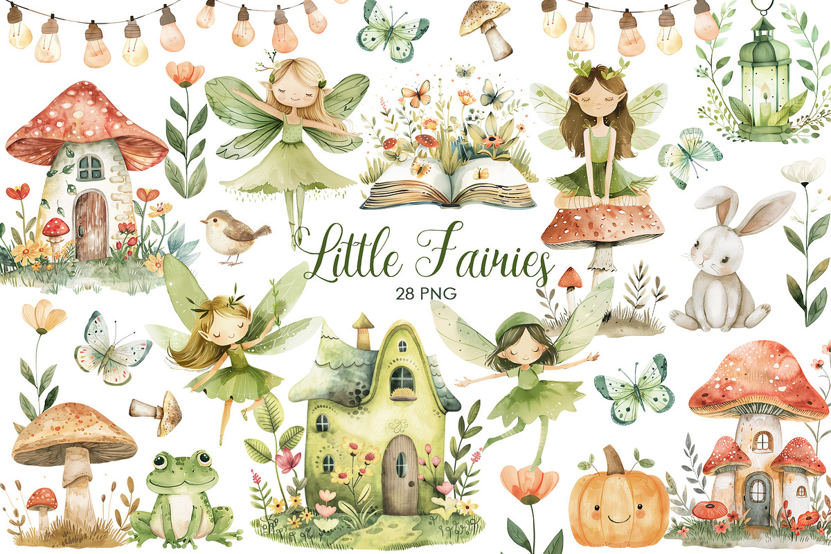 Watercolor Green Fairy clipart., an Object Graphic by AquarelleSpace (Photo 1 of 4)