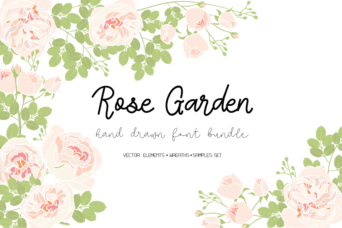 FONT SET&Rose Garden vector element, an Illustration by MooBeer (Photo 1 of 6)