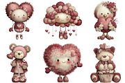 Kawaii Valentines Clipart, an Illustration by CraftArtStudio (Thumbnail 4 of 6)