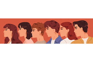 Young people portraits side view, a Person Illustration by Good Studio