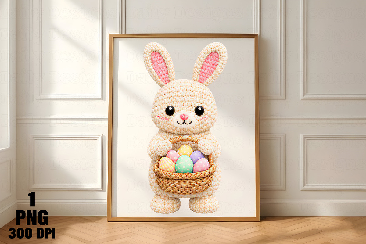 Easter Bunny Holding Basket PNG, an Illustration by Daily.Designs (Photo 5 of 5)
