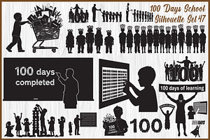 100 Days of School Silhouette Bundle, an Object Graphic by jahid234