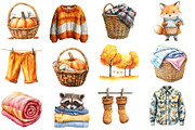 Watercolor Autumn Laundry Clipart, an Illustration by Designworld (Thumbnail 4 of 6)