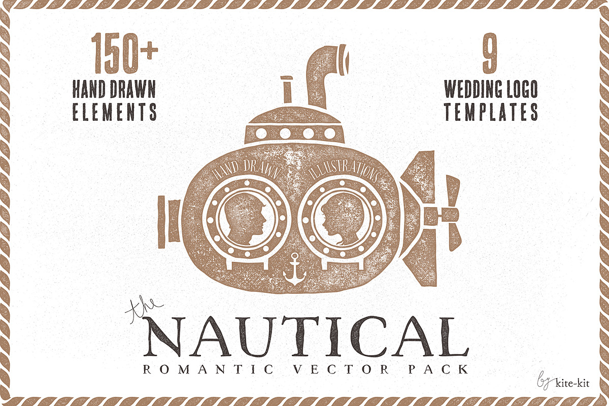 Nautical romantic vector pack, an Illustration by kite-kit (Photo 1 of 5)