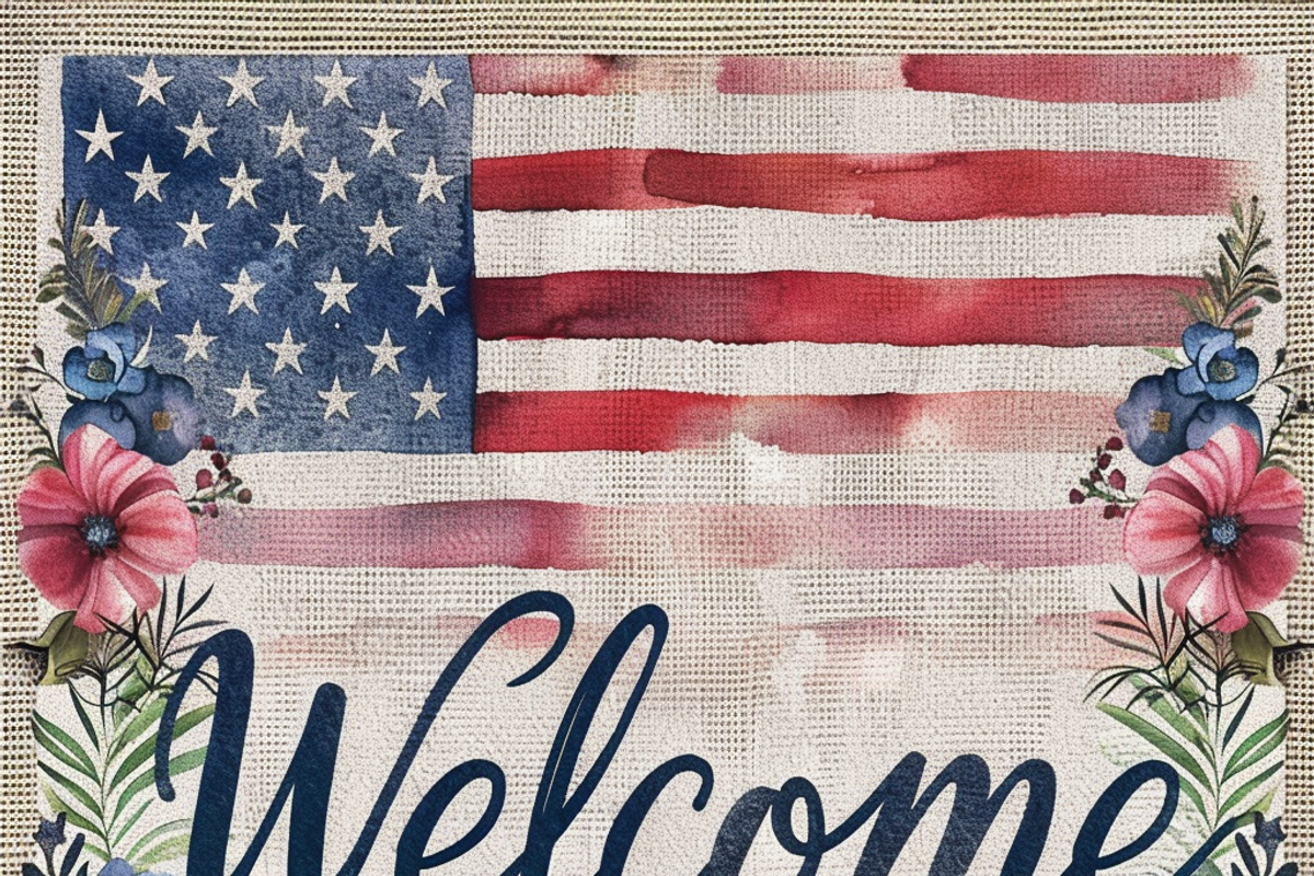 Floral American Flag, a Background Graphic by Printable Treasure (Photo 2 of 7)