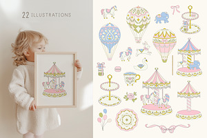 Carousel & Balloon Patterns, Clipart