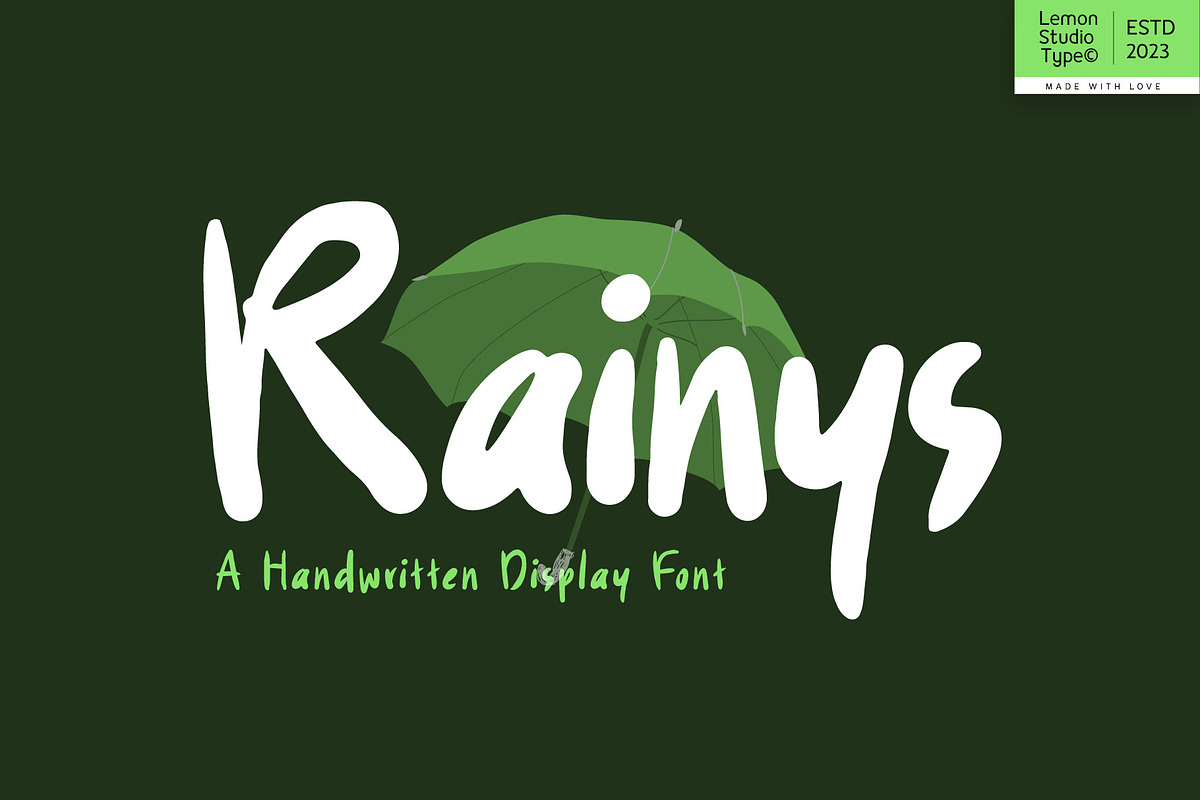 Rainys -Cute Handwritten, a Handwritten Font by Lemon Studio Type (Photo 1 of 6)
